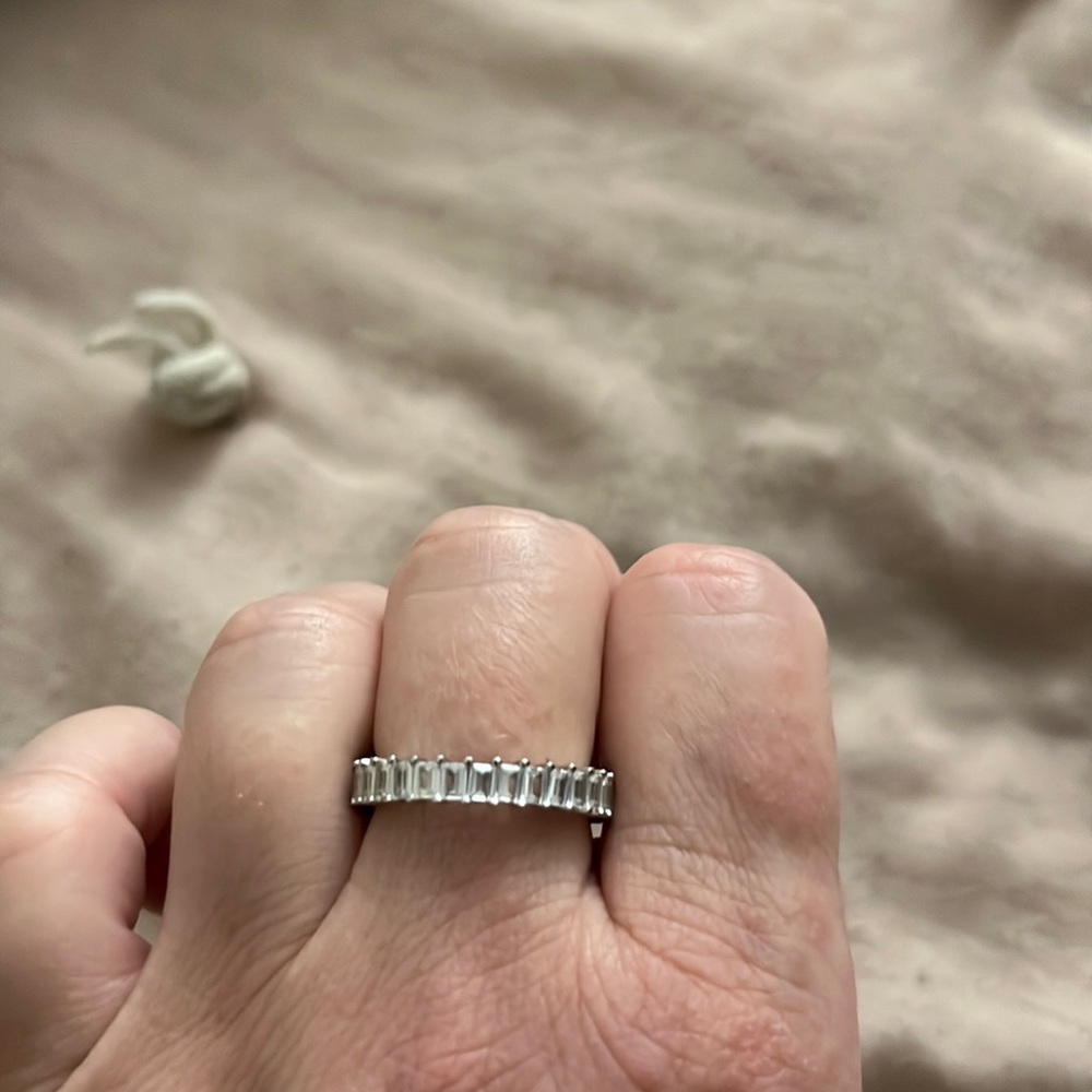Sterling Silver Thin Baguette Eternity Band